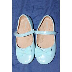 Aqua Sky‎ Powder Blue Patent Dress Shoes with Chiffon Bow 10 Little Girl EUC
